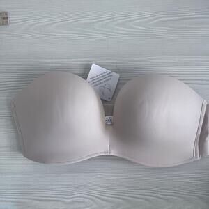 Women's Comfortable Strapless Full-Coverage Push Up Bra In Beige 38C‎